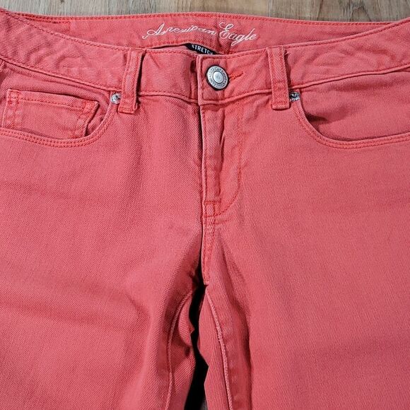 🔹️American Eagle Coral Stretch Skinny Jeans Size 4/27 - Picture 5 of 10
